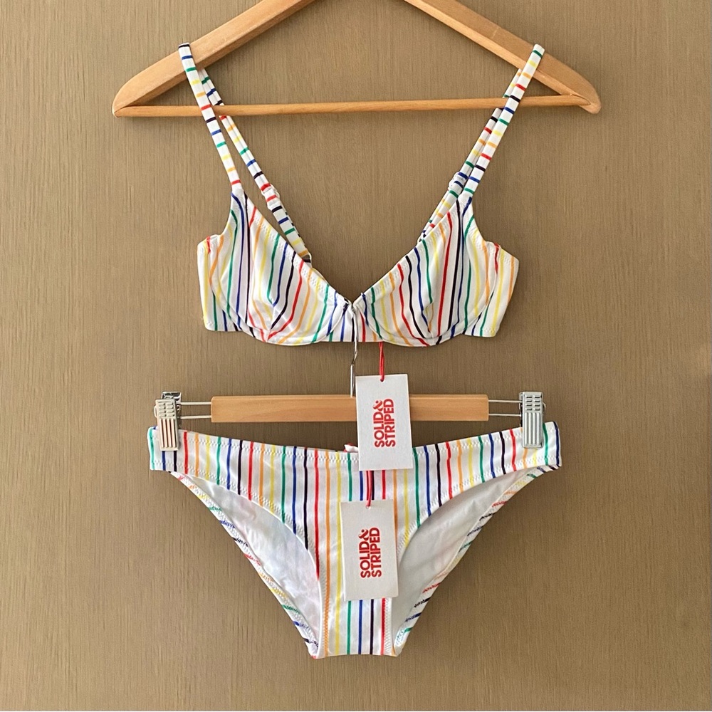 Solid & Striped Eva bikini rainbow stripes